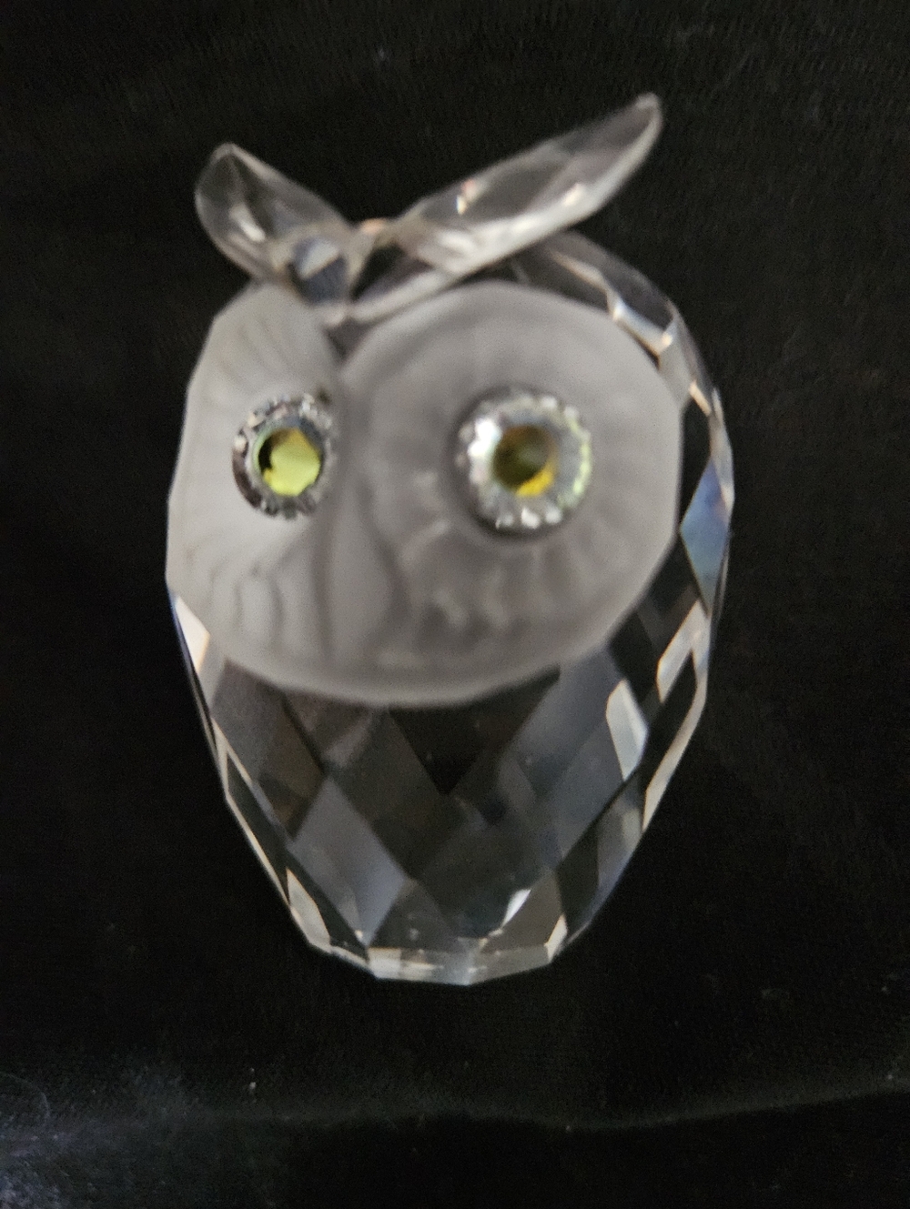 Collectable Swarovski Owl Figurine with Yellow Accent Eyes